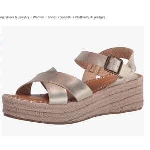 Amazon Essentials Faux Leather Espadrille Wedge Sandals Size 10